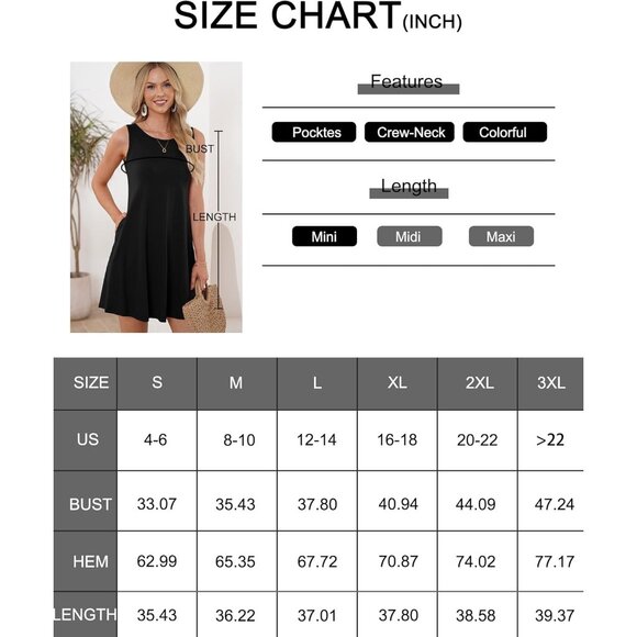 Women's Leaf Blue Sleeveless Crew Neck Summer Boho Beach Dress with Pockets - Picture 5 of 5